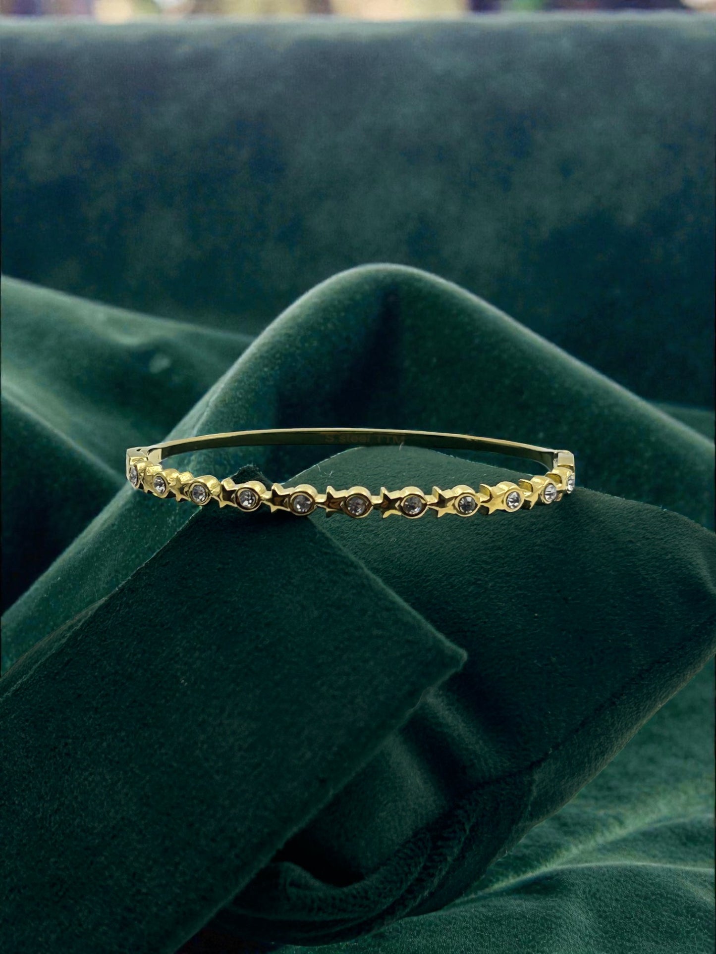 Sleek Celestial Spark Crystal Bangle