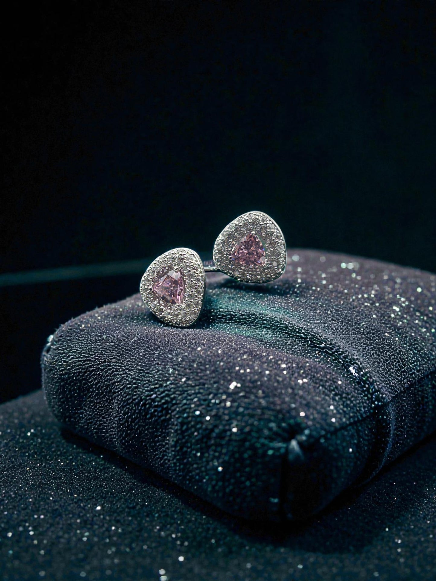 Blush Celeste Halo Heart Stud Earrings
