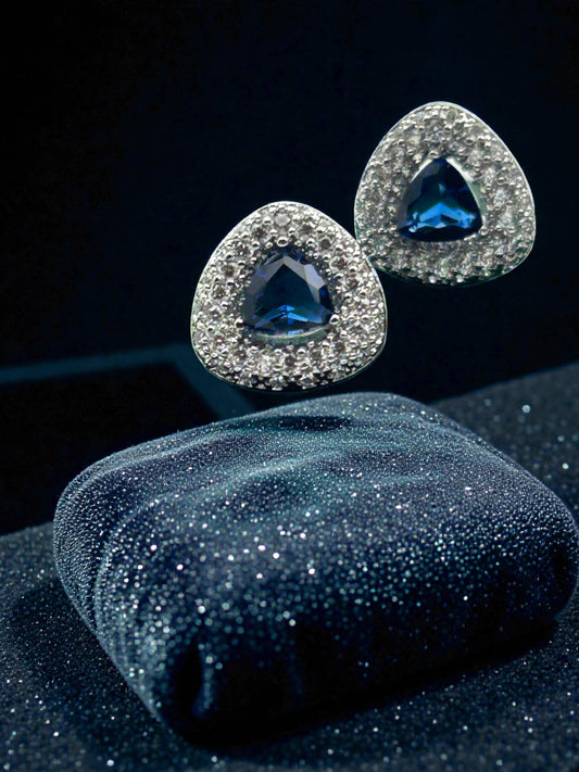 Midnight Celeste Halo Heart Stud Earrings