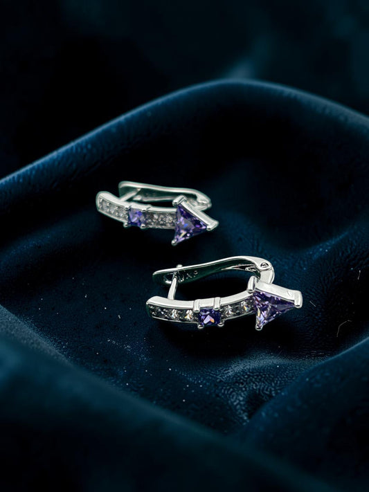 Amethyst Arrow Hoops
