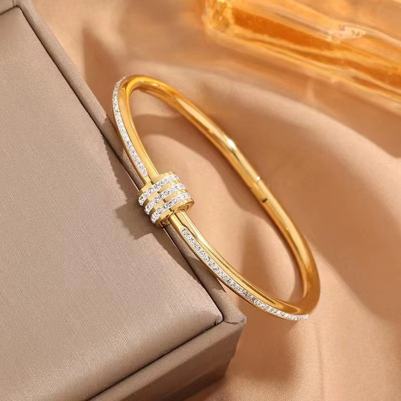 Aurelia Crystal Bangle – Anti Tarnish Gold Finish