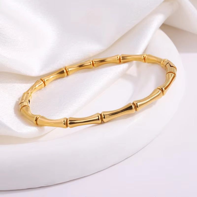 Aurelia Bamboo Bracelet – Anti Tarnish Gold Finish
