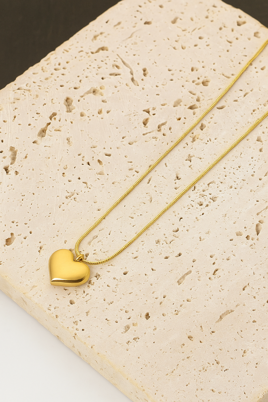Solid Heart Necklace - Anti Tarnish Gold Finish