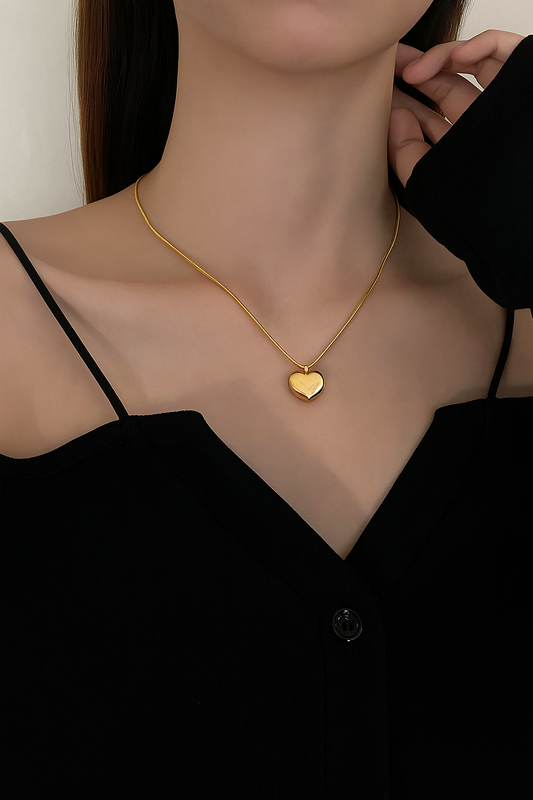 Solid Heart Necklace - Anti Tarnish Gold Finish