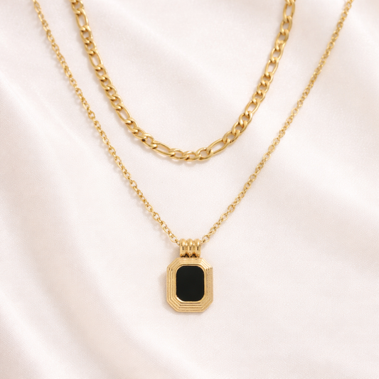 Eclipse Layered Pendant Necklace - Anti Tarnish Gold Finish