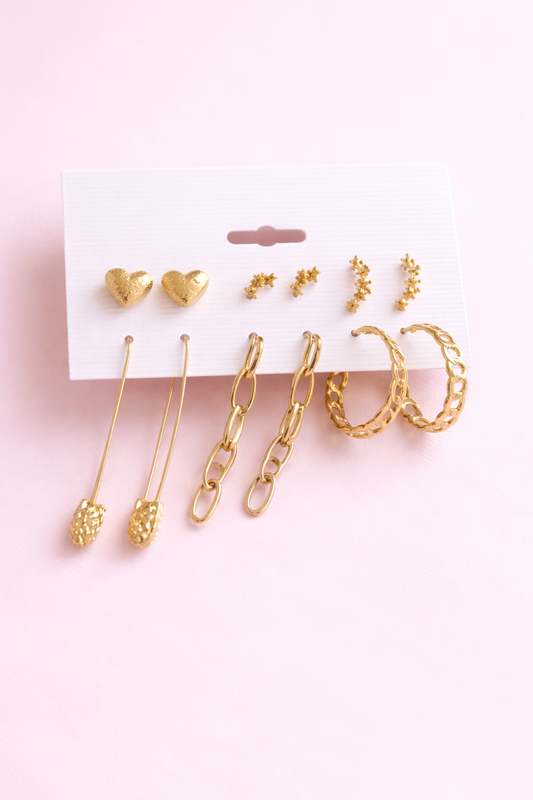 Golden Edit Earring Combo Set