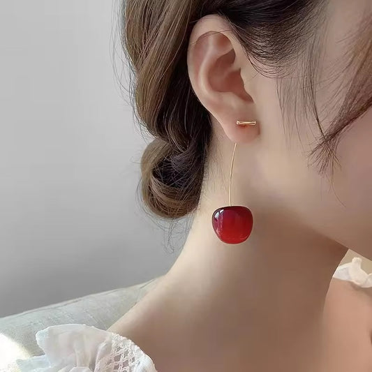 Cherry Drop Thread Earrings