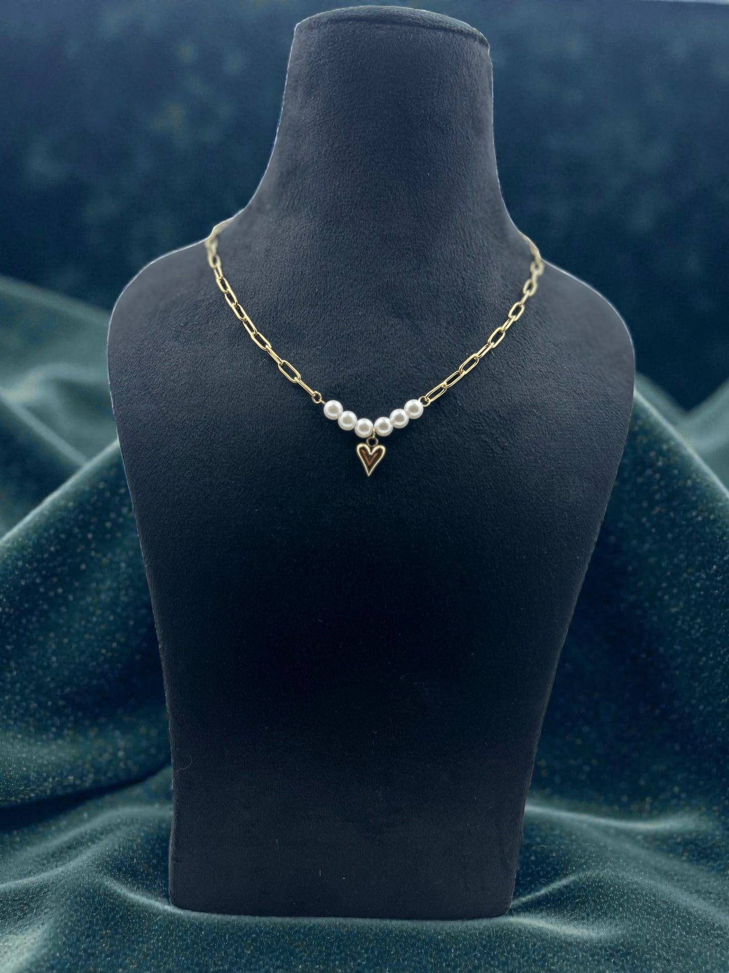 Timeless Pearl Heart Necklace