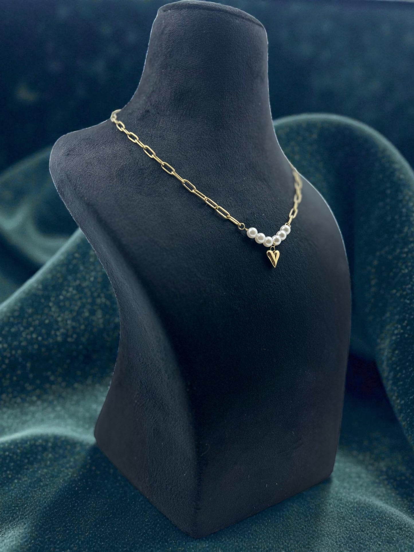 Timeless Pearl Heart Necklace