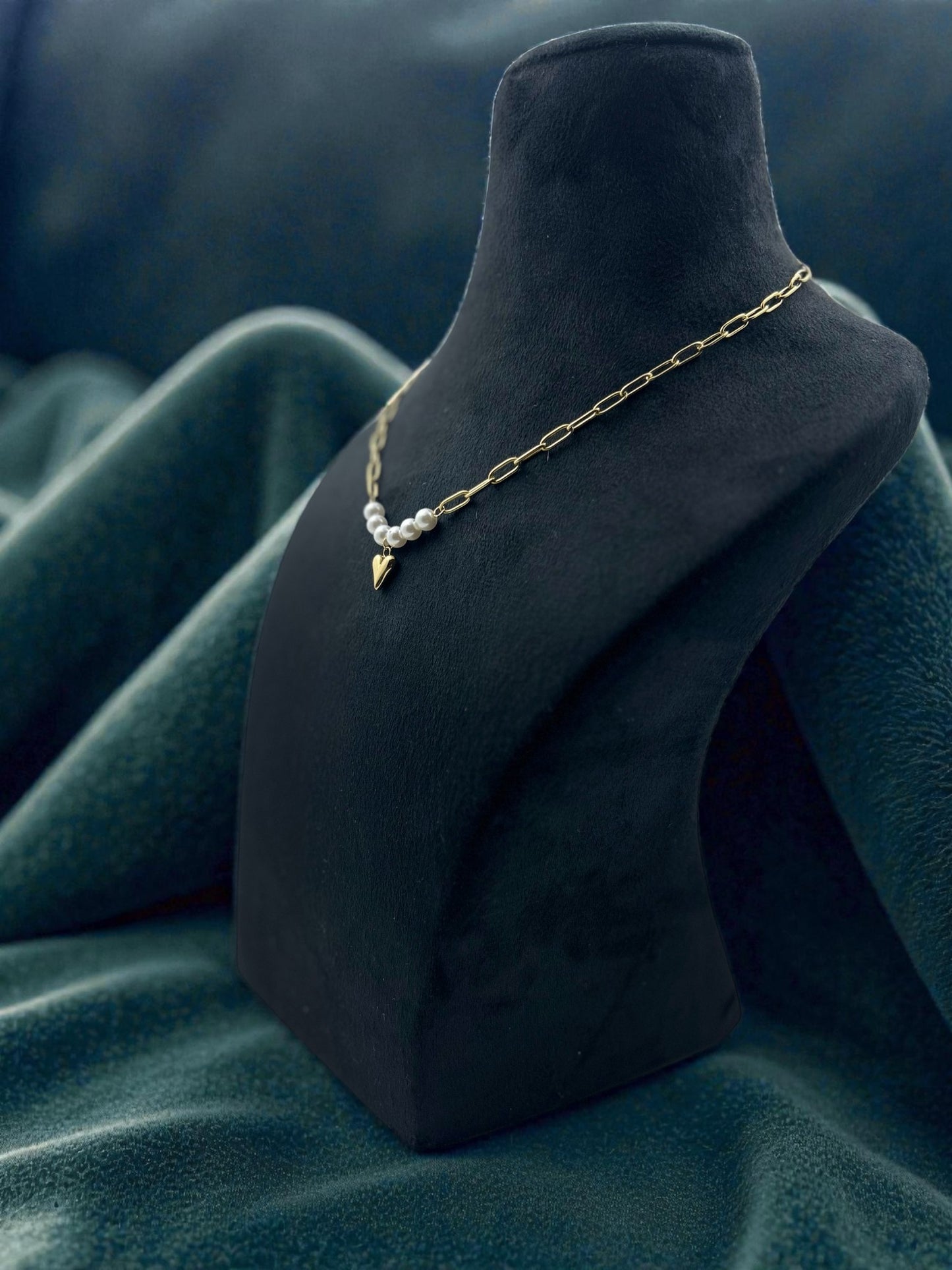Timeless Pearl Heart Necklace
