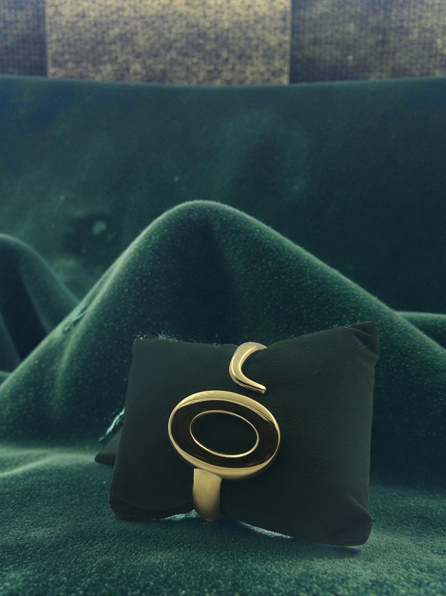 Golden Oval Statement Cuff Bracelet