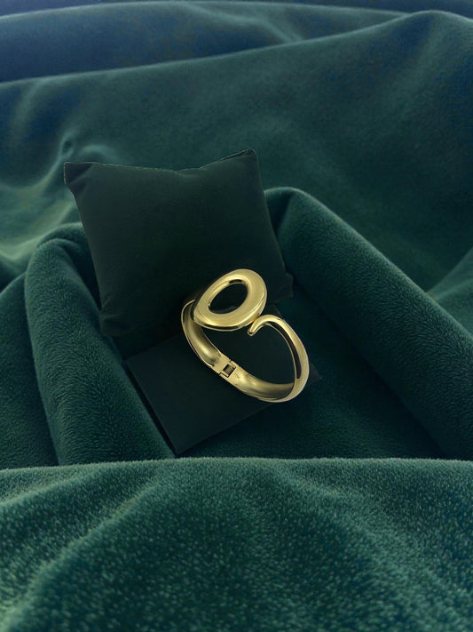 Golden Oval Statement Cuff Bracelet