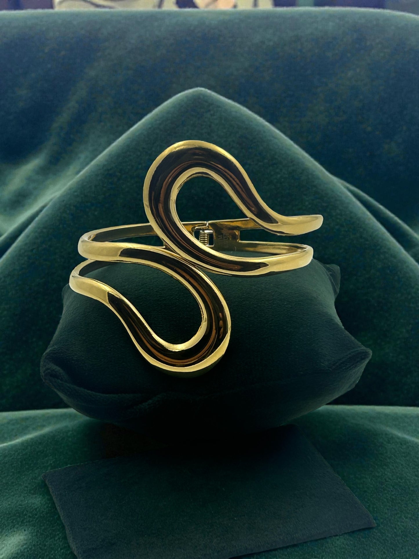Golden Dual Loop Sculpted Luxe Cuff Bracelet
