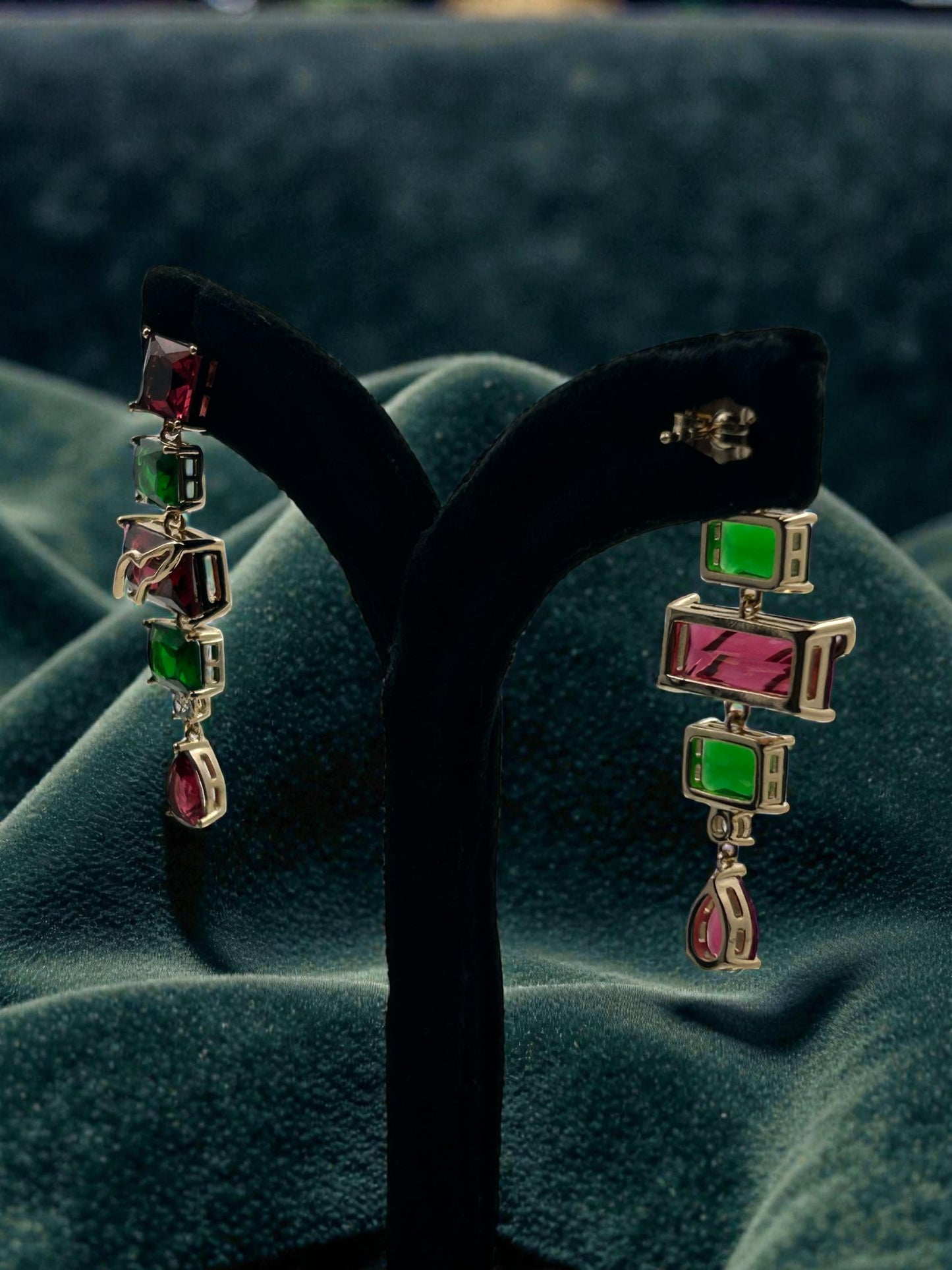 Royal Emerald Ruby Drop Earrings