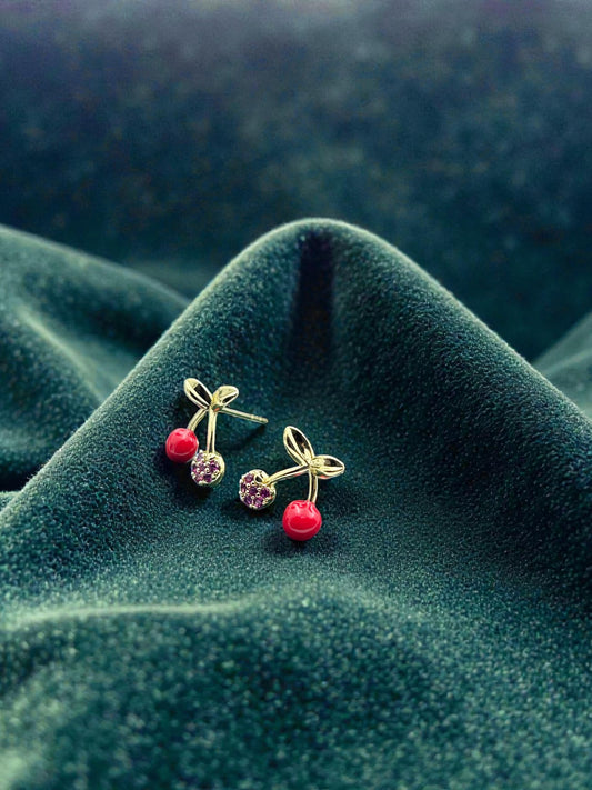 Cherry Bloom Dual Charm Earrings