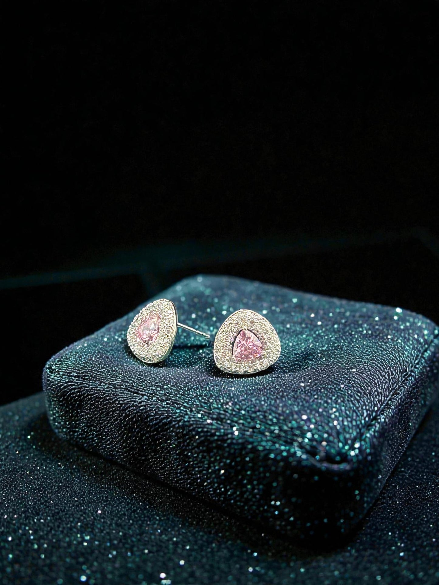 Blush Celeste Halo Heart Stud Earrings