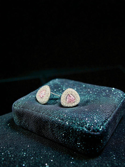 Blush Celeste Halo Heart Stud Earrings