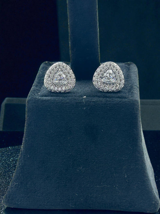 Crystal Celeste Halo Heart Stud Earrings