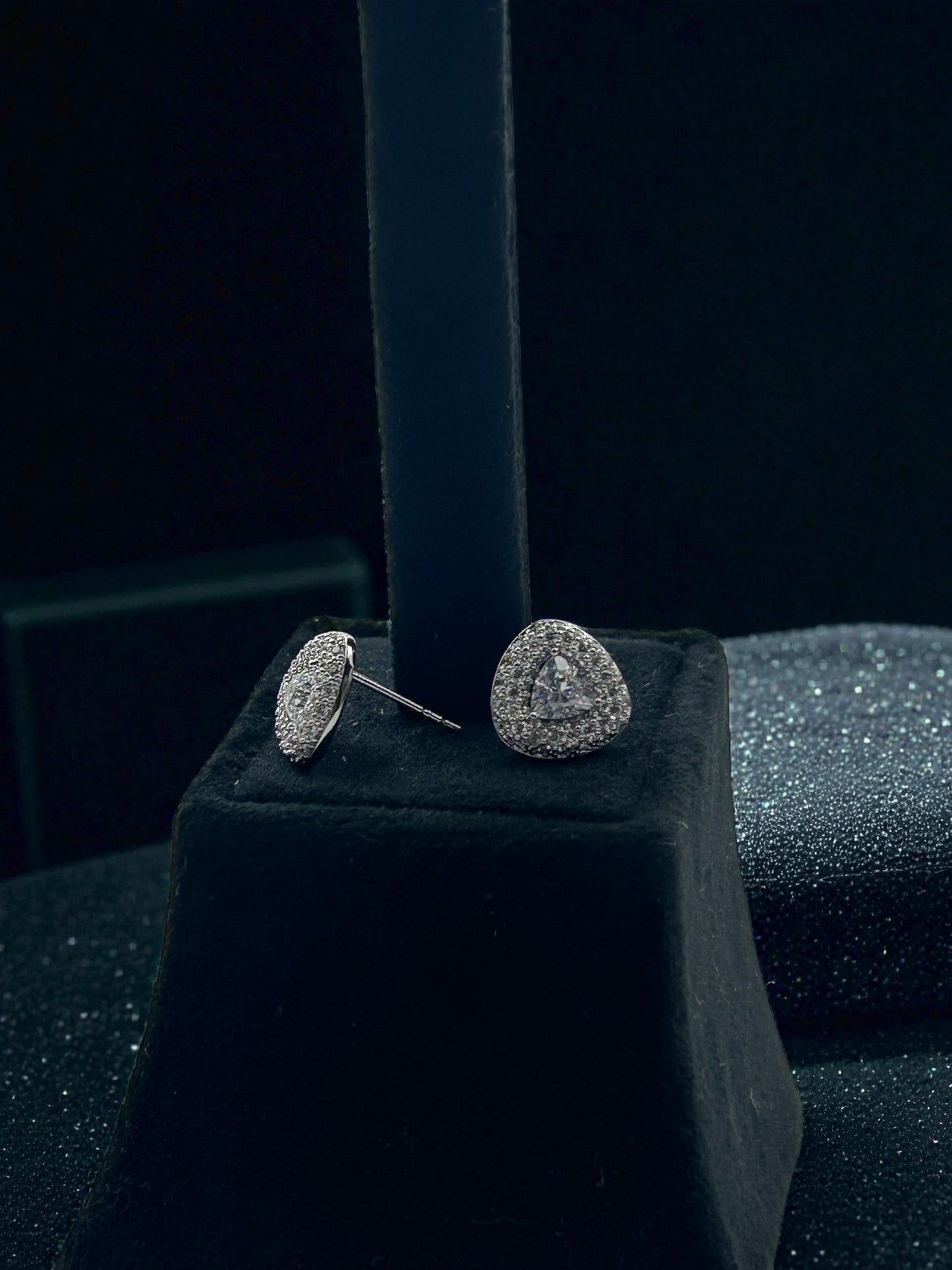Crystal Celeste Halo Heart Stud Earrings