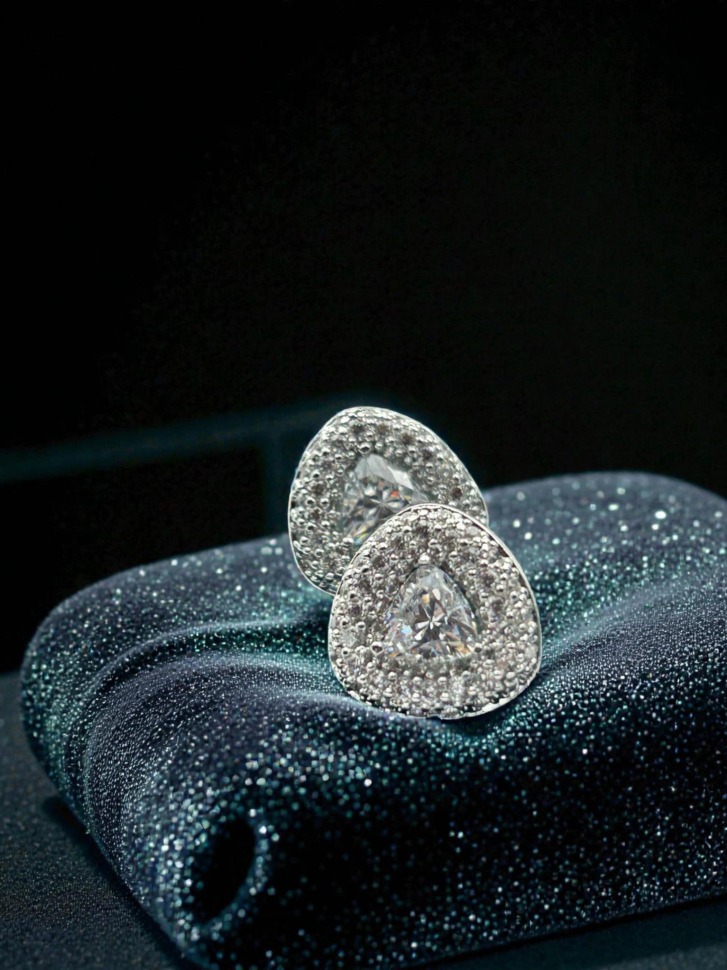Crystal Celeste Halo Heart Stud Earrings