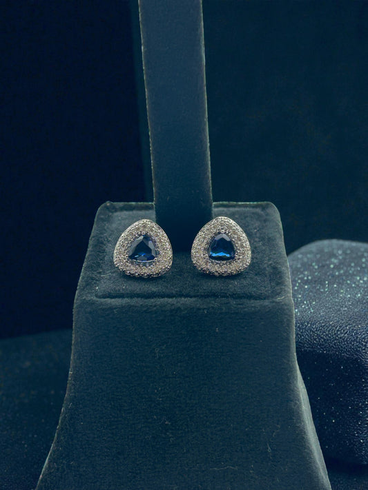 Midnight Celeste Halo Heart Stud Earrings