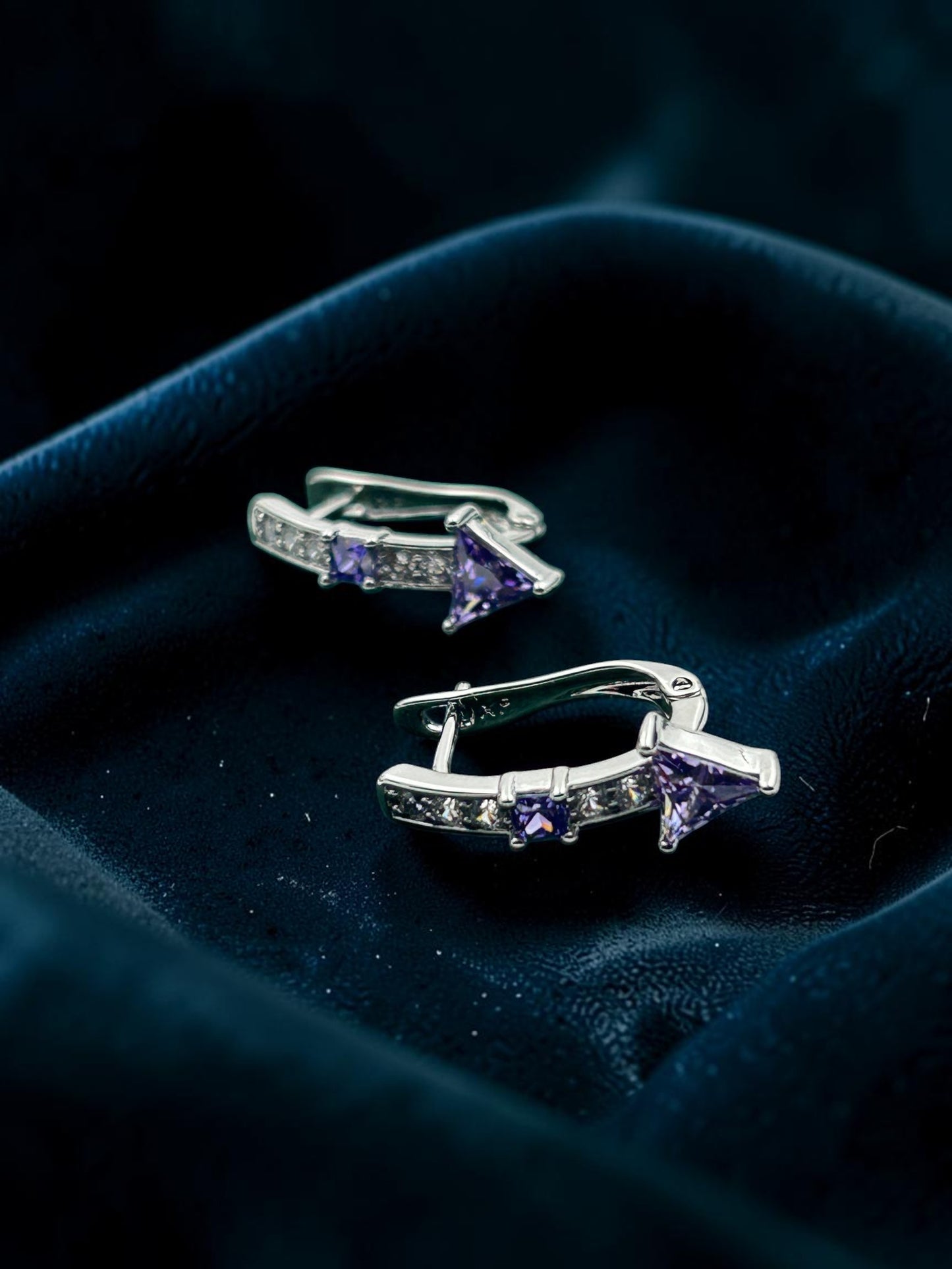 Amethyst Arrow Hoops