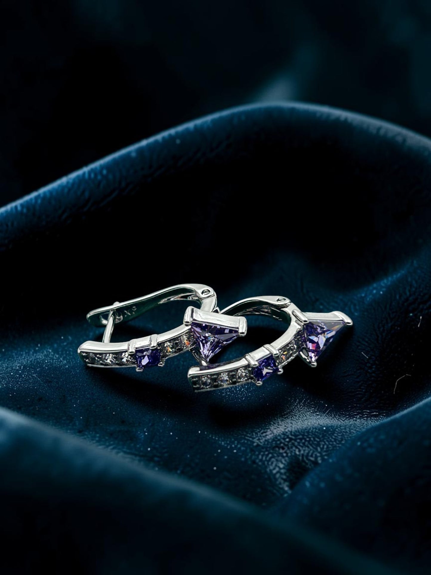 Amethyst Arrow Hoops