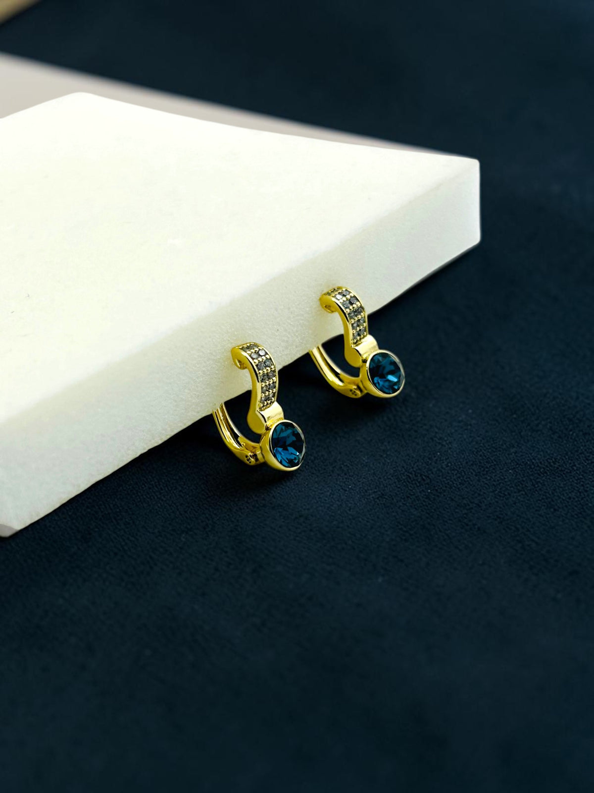 Midnight Blue Luxe Huggie Hoops